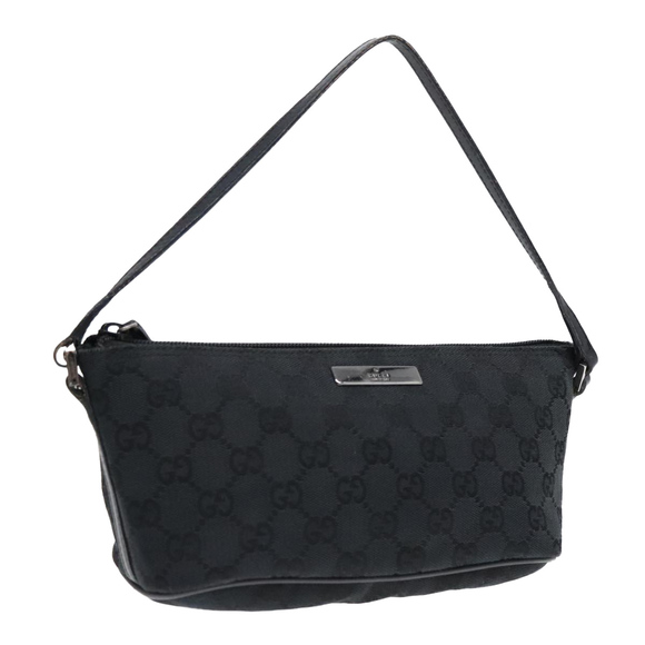 GUCCI GG Canvas Accessory Pouch Black Silver 039 1103 Auth 92636 - Picture 1 of 16